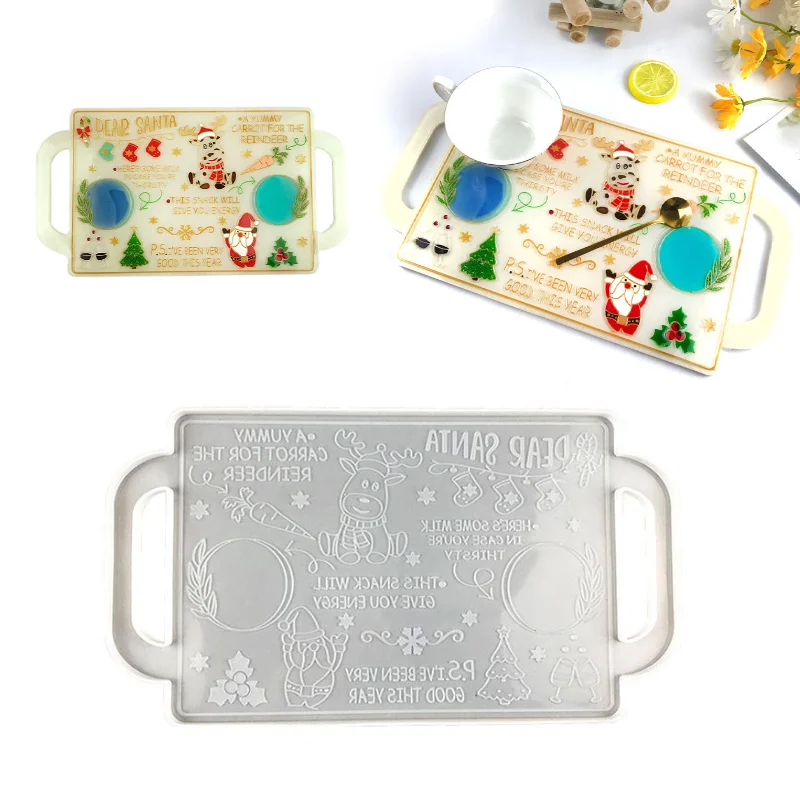 Resin Santa Cookie Plate Mold "Dear Santa" Style A