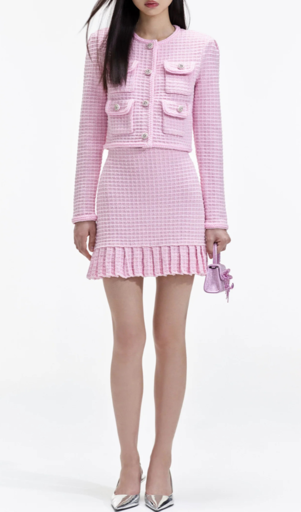 Flowering Girl Women Arwen Pink Sequin Textured Knit Suit 