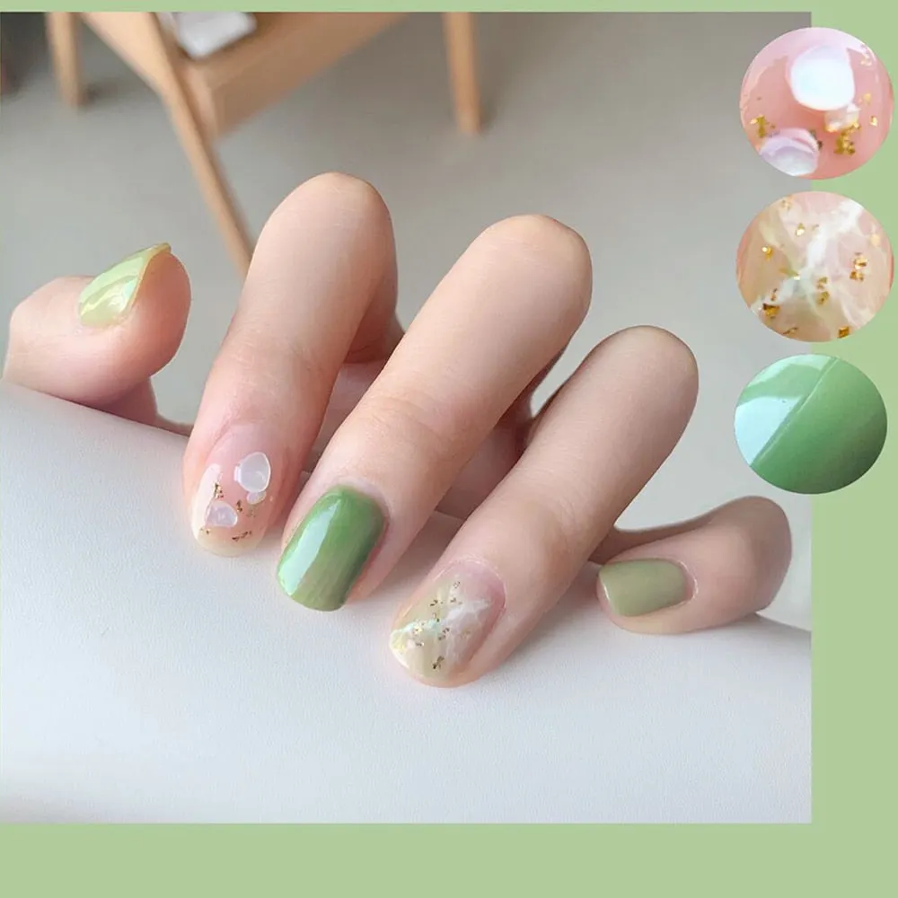 24pcs Light Green Mid-length Ballet Wearable Fake Nails press on Fresh Suitable Girl Woman Summer Decoration Fingernail tips-Nail Inspo