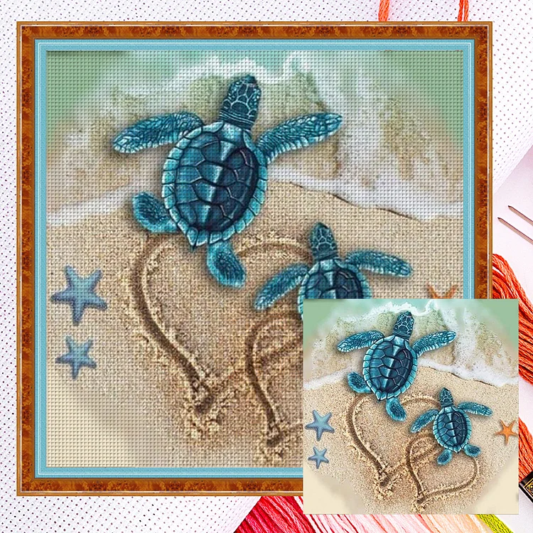 【Huacan Brand】Love Turtle 11CT Counted Cross Stitch 40*40CM