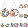 2Pcs Diamond Painting Ornament with Clock Function Hanging Clock Art Craft Decor