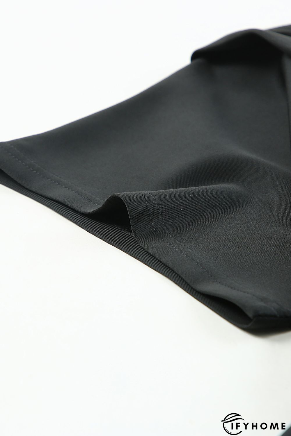 Black Plus Size Pleated V Neck Ruffle Hem Bodycon Dress | IFYHOME