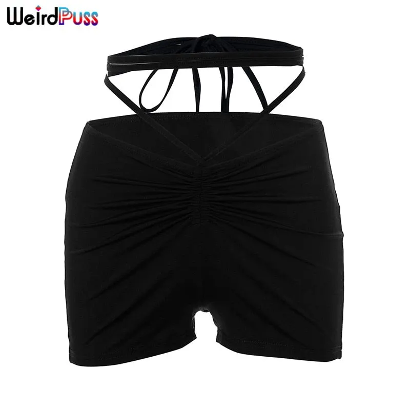 OrangeA 2021 Y2K Bandage Women Straight Pants Solid Elastic High Waist Slim Long Trousers 2021 Fashion Autumn Streetwear Outfits