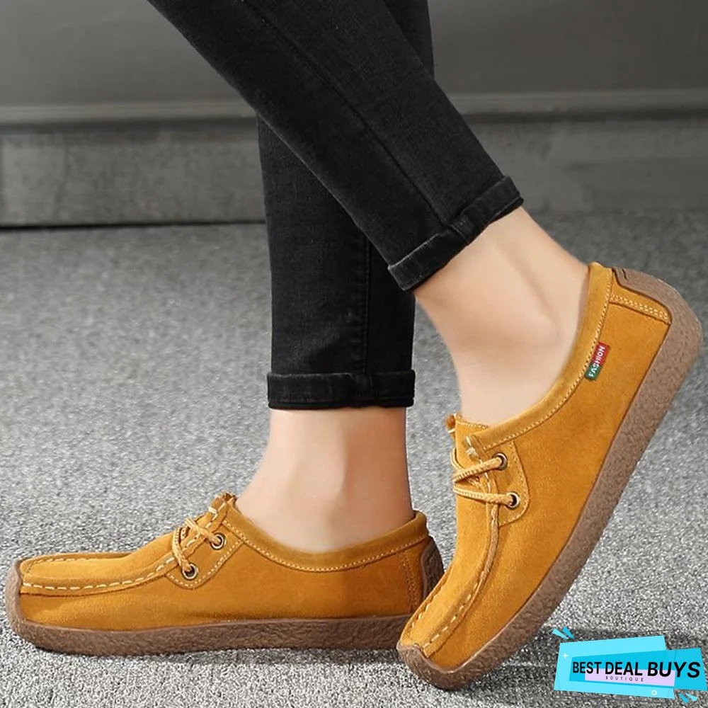 Women PU Leather Loafers Lace Up Folding Moccasins Foldable Casual Flats Shoes
