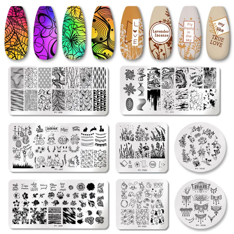 PICT YOU Nail Stamping Plates Marble Texture Animal Flower Snake Christmas Theme Image 12*6cm Template Mold Nail Art Stencil-Nail Inspo