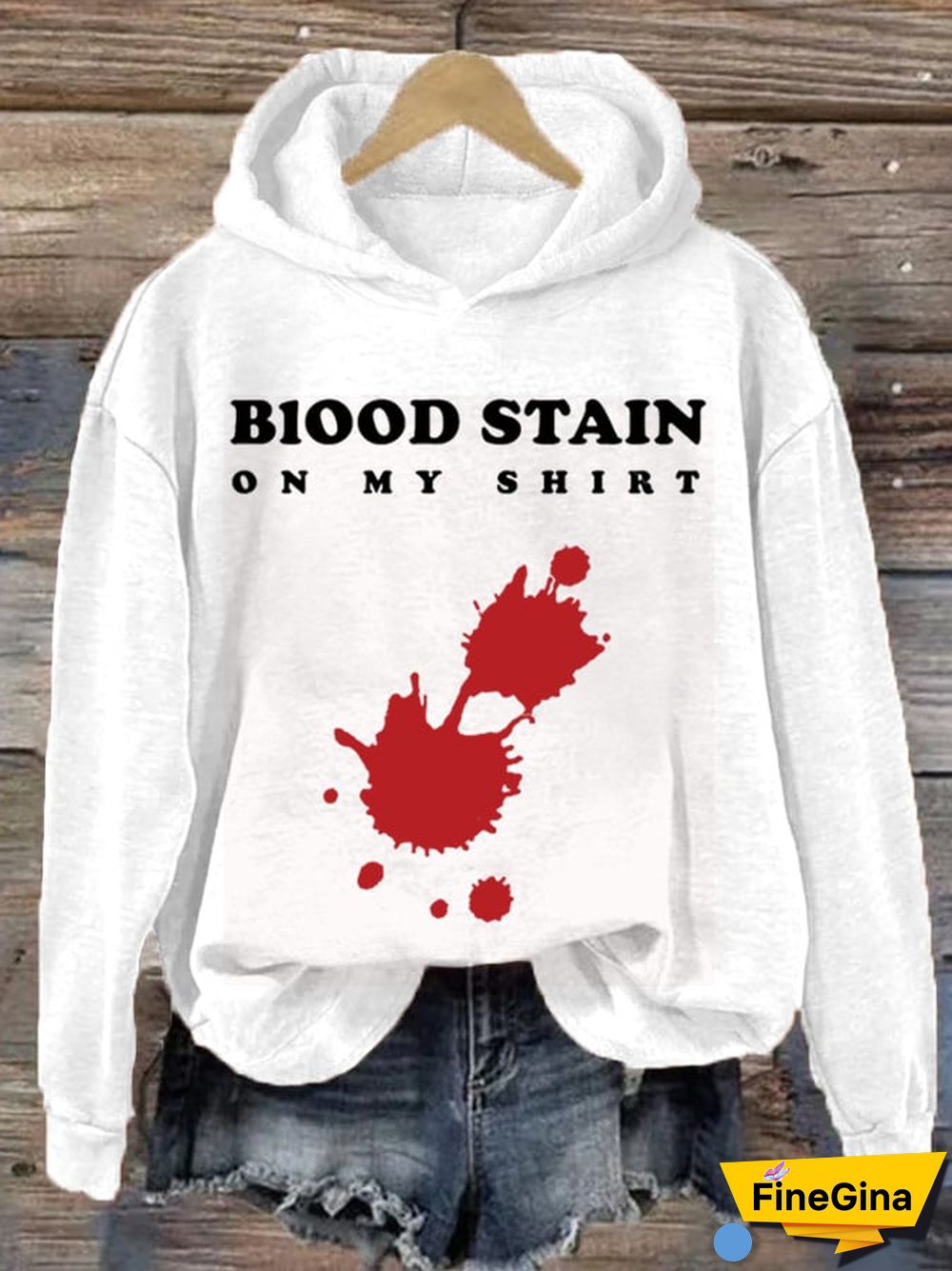 Women's Halloween Blood Stain On My Shirt Printed Hoodie