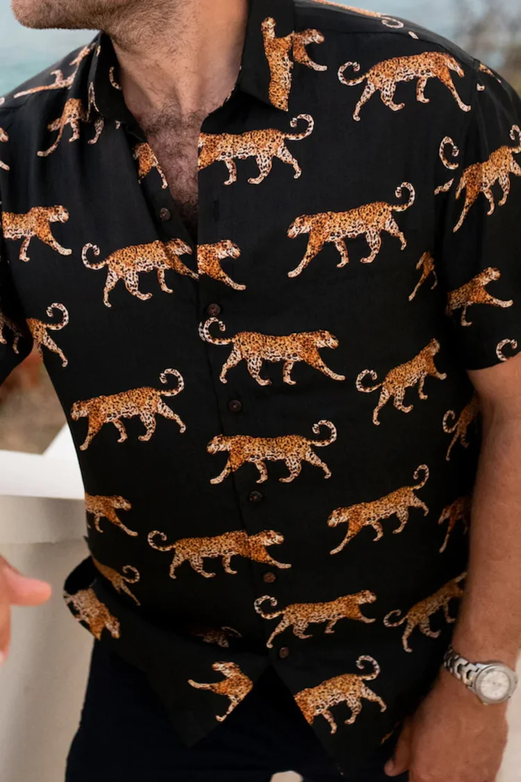 The Catwalk King Leopard Casual Short Sleeve Shirt