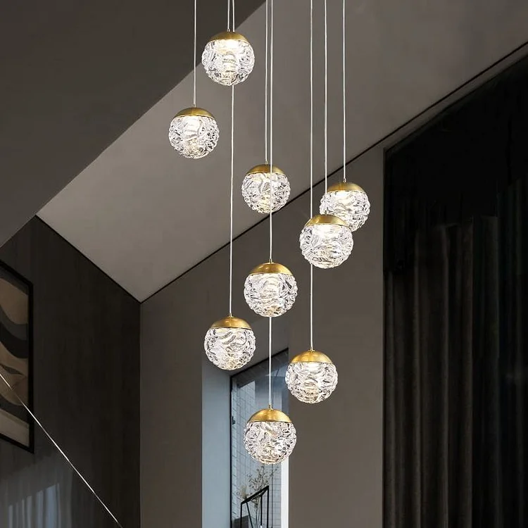 9 Heads Brass Glass Globe LED Chandelier Vjlight