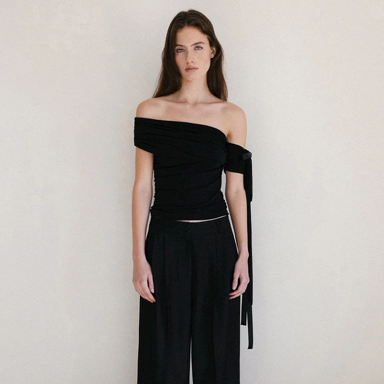 Asymmetrical Draped Sleeve Top