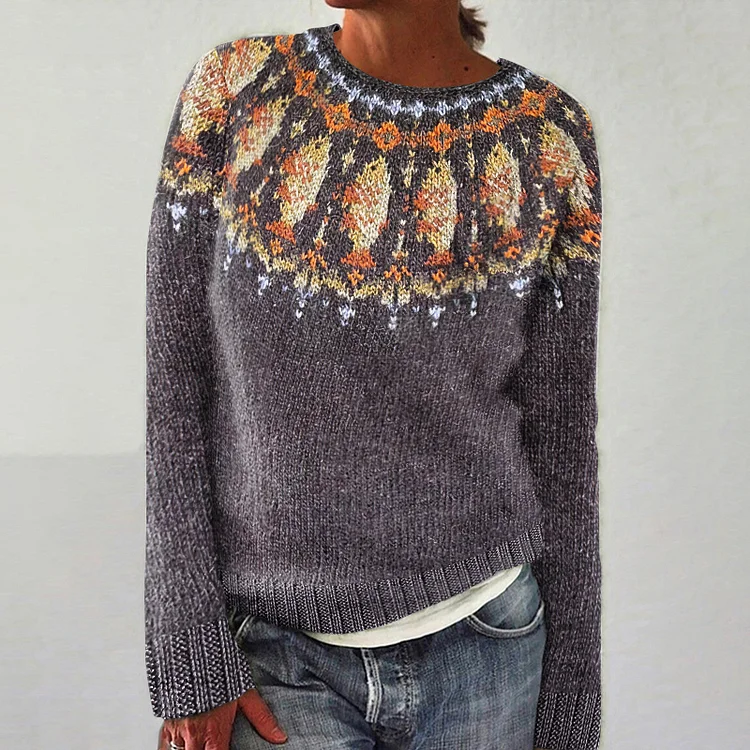 Vintage Goldfish Jacquard Crew Neck Sweater