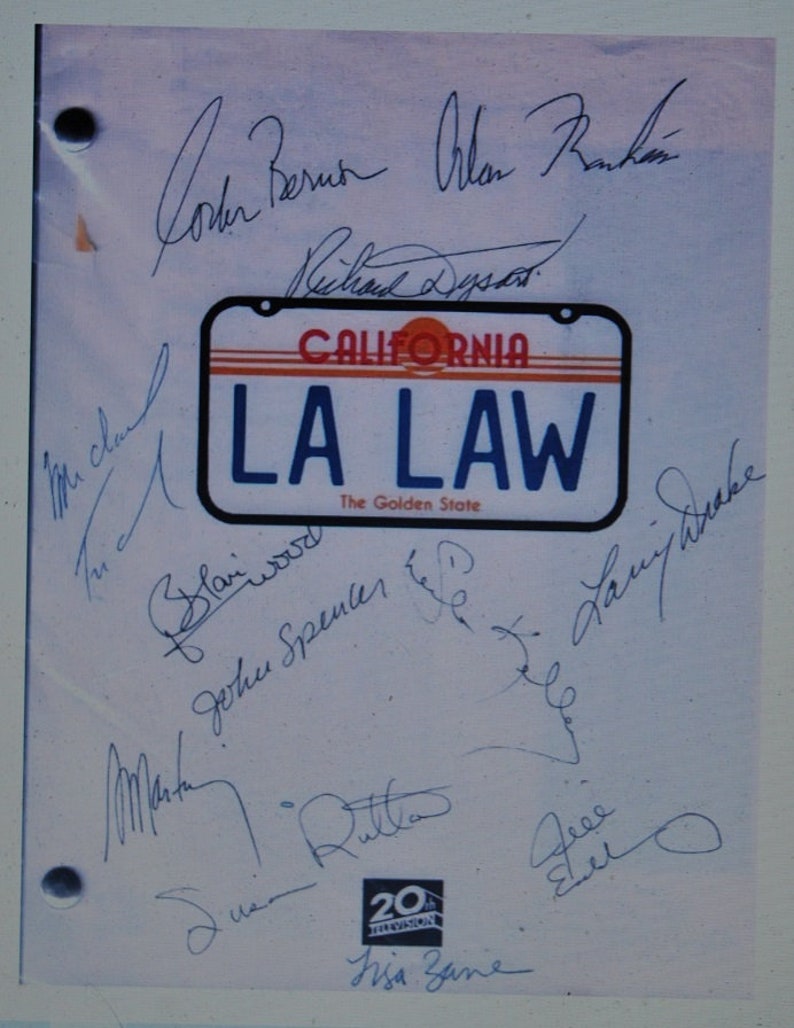 LA LAW Pilot Script Hand-Signed Autograph by 12 Cast Members wCOA