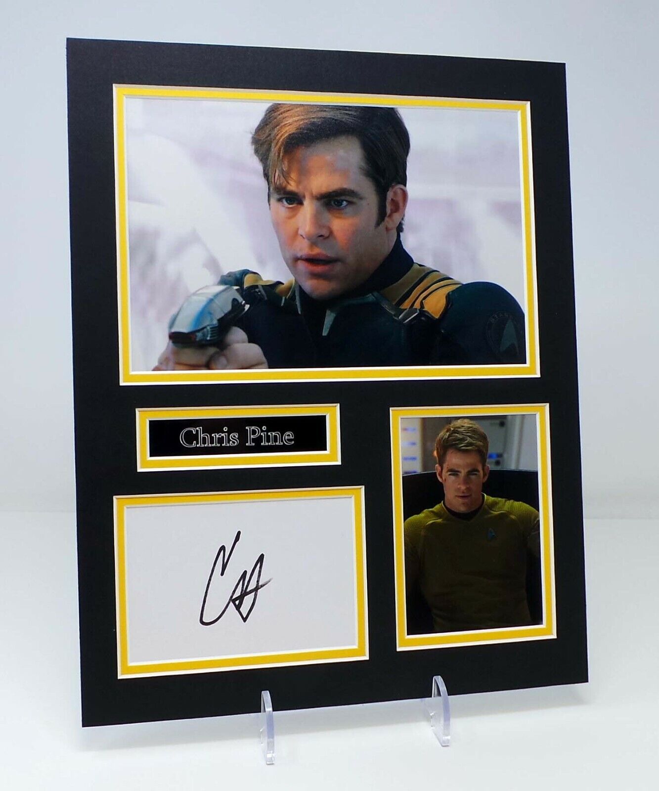 Chris PINE Signed Mounted Star Trek James T KIRK Photo Poster painting Display AFTAL RD COA