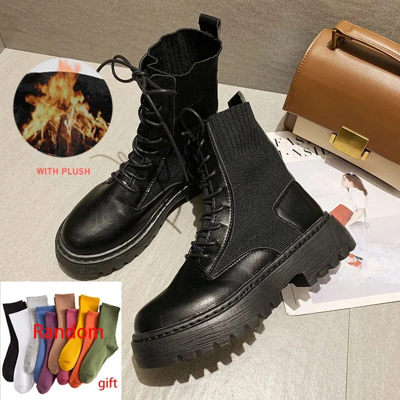 Qengg MCCKLE Women's Autumn Boots Women Ankle Boots Woman Winter Shoes Female Chunky Heel Platform High Boots Lasdies Botas Mujer 2020