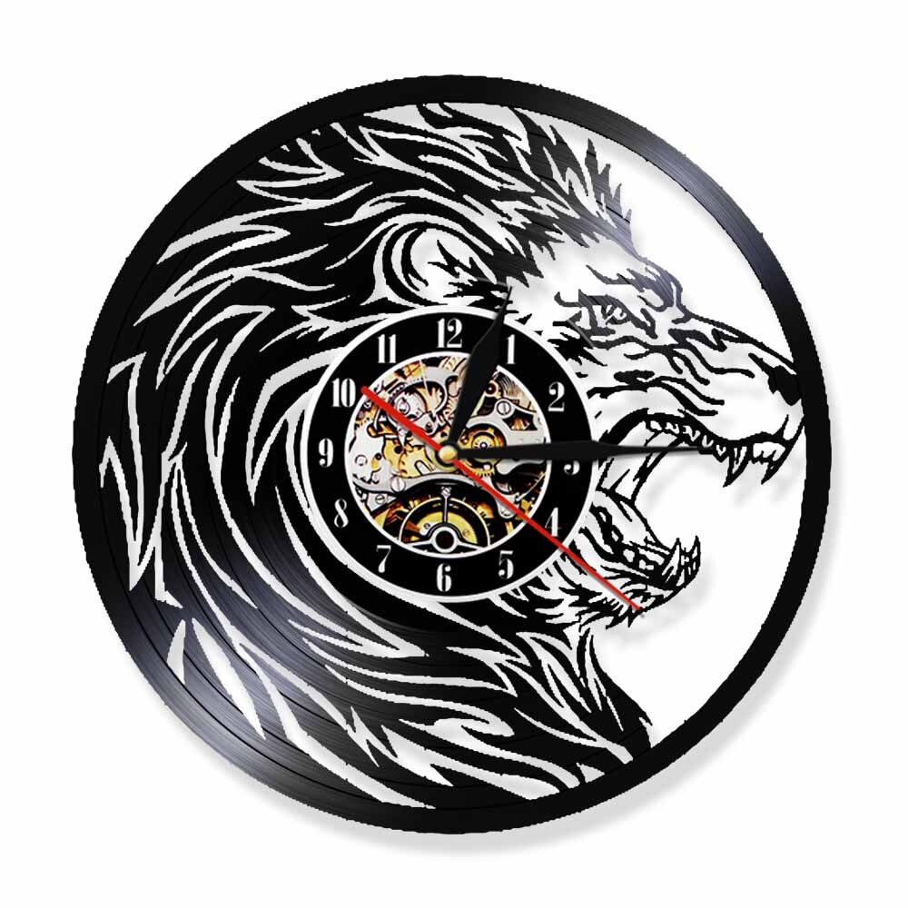 

African Howling Lion Head - Vinyl Record Wall Clock - Without LED, 501 Original