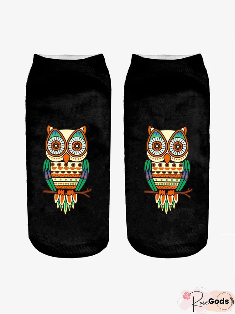 Casual Vintage Owl Print Socks