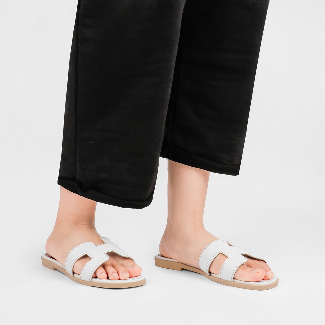 H-shape Leather Slipper-vocosishoes