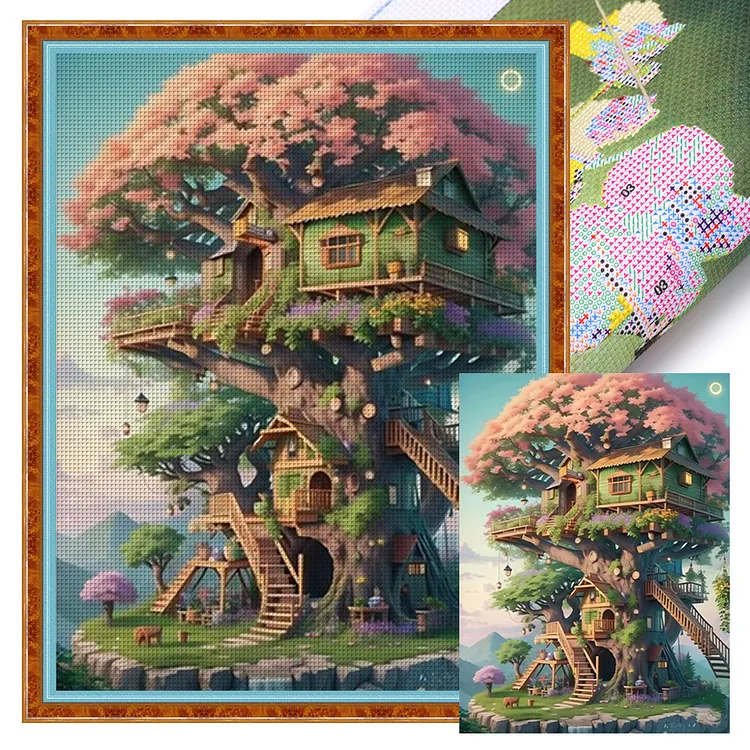 Dream Tree House () 11CT Stamped Cross Stitch gbfke
