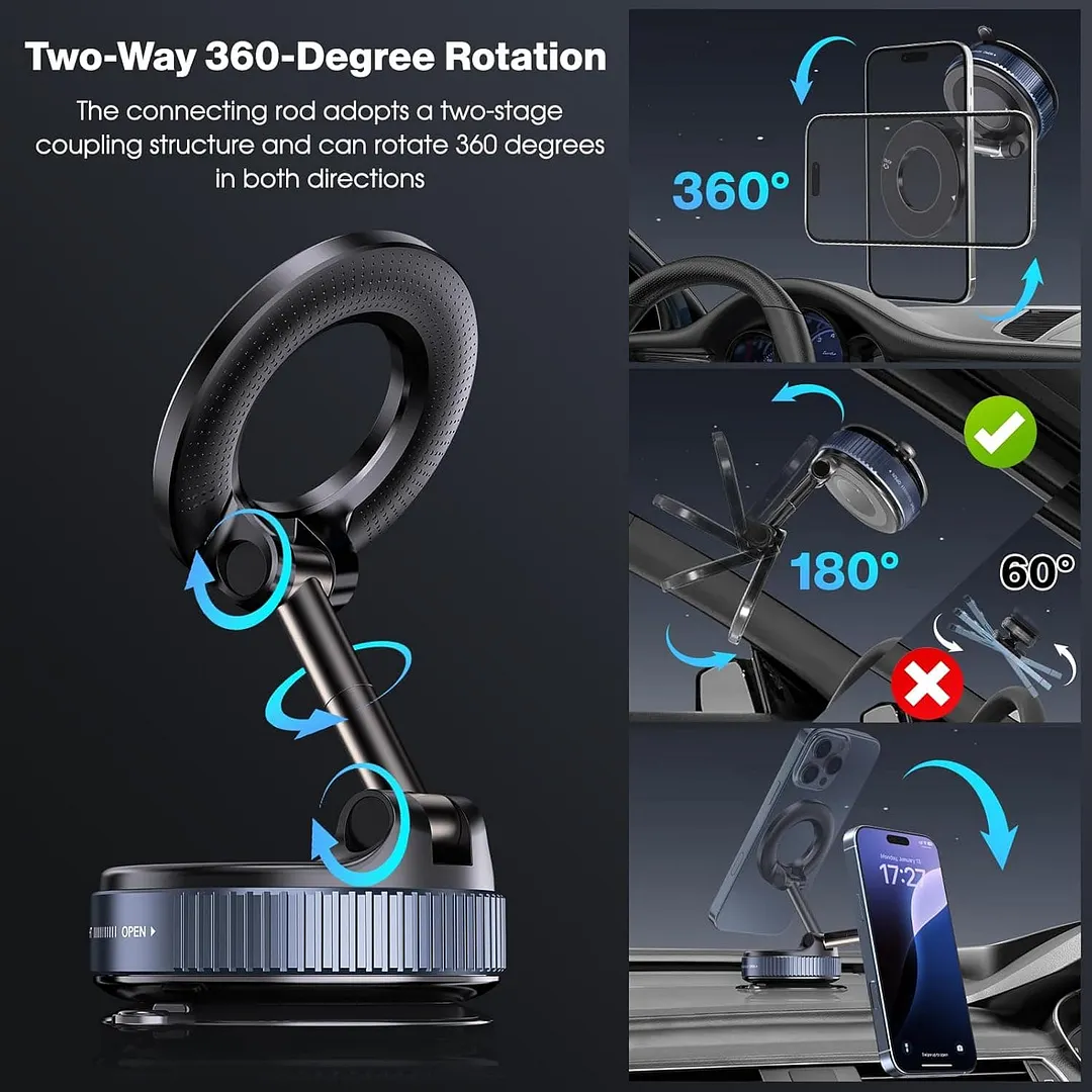 One-Step Lock Magnetic Vacuum Phone Mount