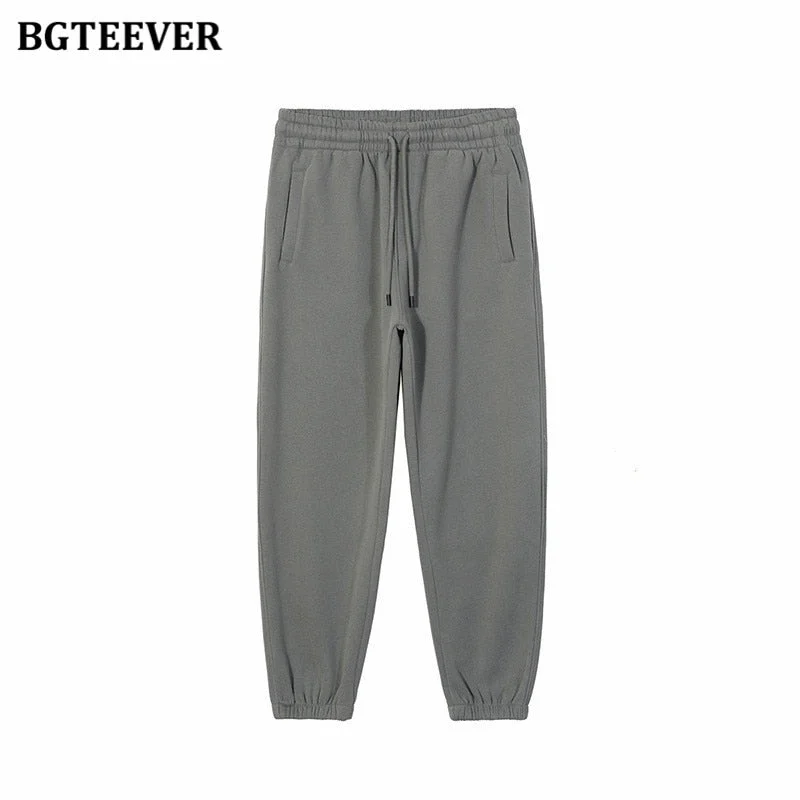 BGTEEVER Winter Thicken Fleece Loose Women Pants Trousers 2021 Casual Drawstring Cotton Warm Female Sweatpants Ladies Pantalon