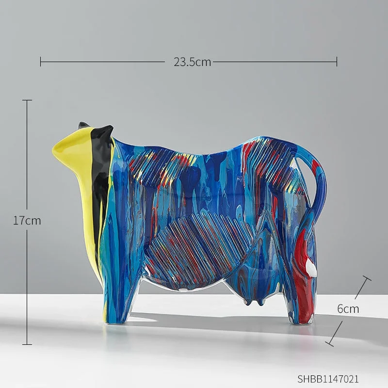 Modern Home Decor Cow Sculpture Animal Model Resin Statues for Decoration Living Room Decoration Accessories Modern Art Gift