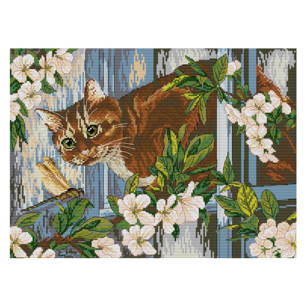 

Cat - 14CT Stamped Cross Stitch - 42*33CM, 501 Original