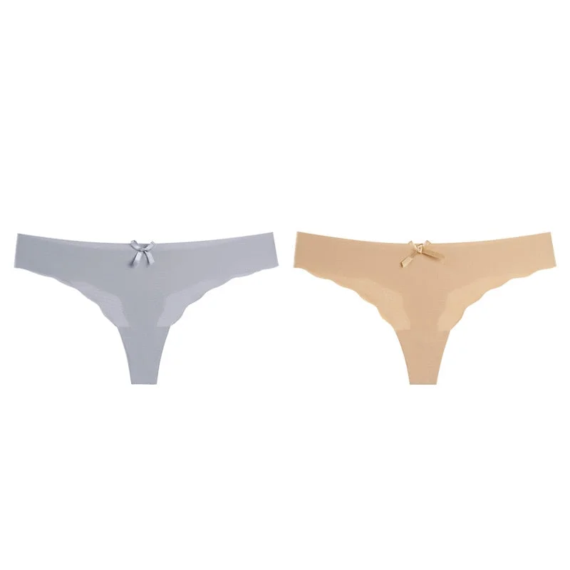 Women's Sexy Thongs G-string Underwear Seamless Invisible Panties For Ladies Fashion Ruffle Female T-back Underpants 1/2pcs