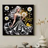 Special Shape Rhinestone Diamond Painting Kit(Black Gold Daisy Beauty)