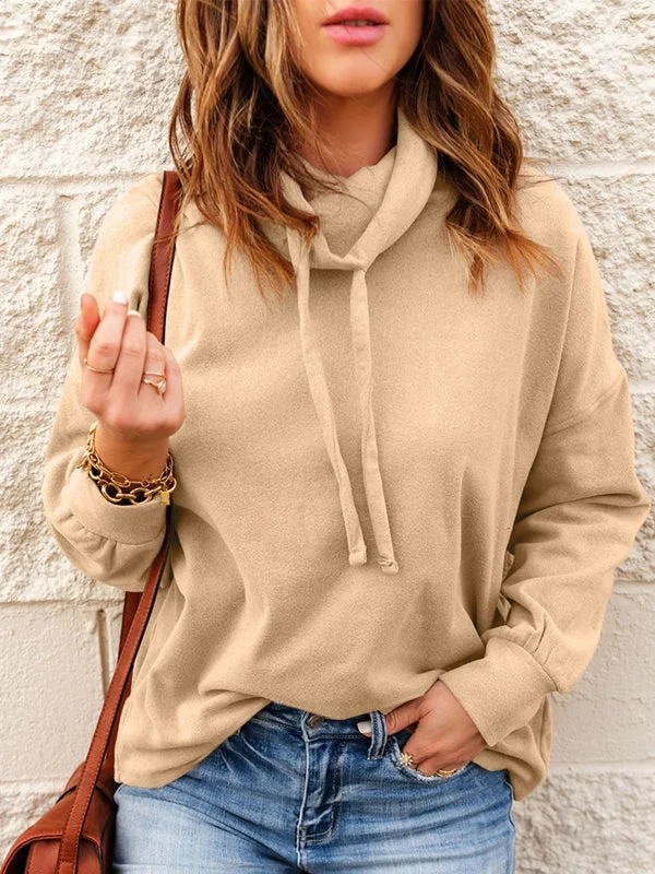 Cowl Neck Drop Shoulder Sweatshirt