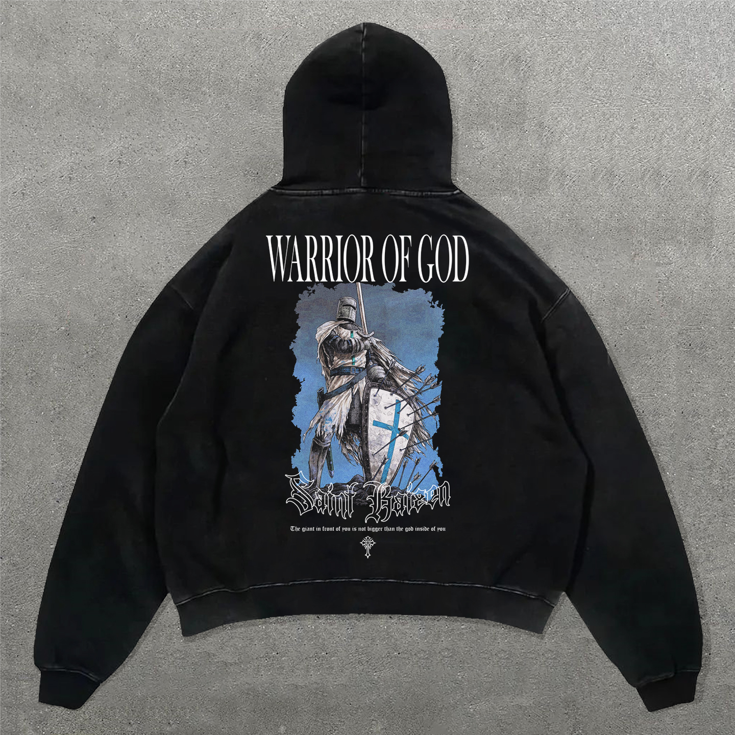 Warrior Of God Print Long Sleeve Hoodies