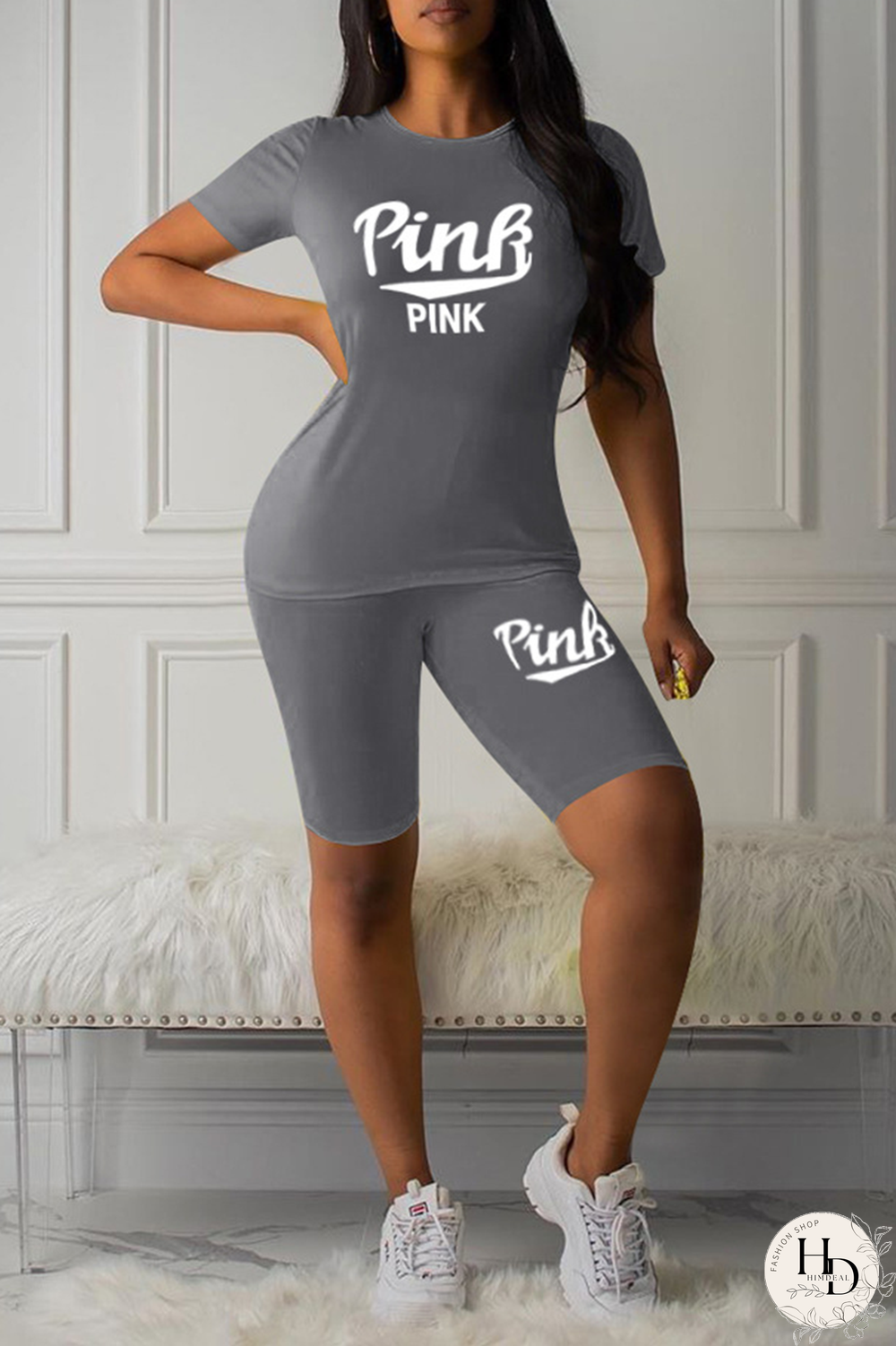 Black Sexy Print Patchwork O Neck Short Sleeve Two Pieces