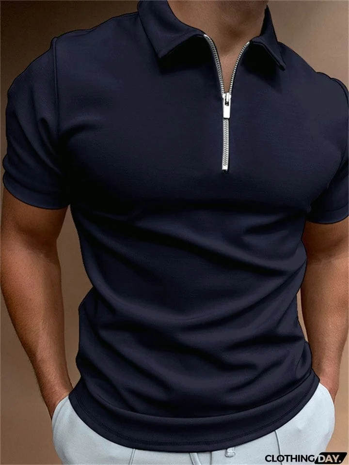 Summer Short Sleeve White Polo Shirt Mens