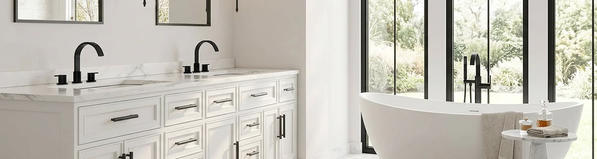 72 inch Nikolai Vanity, Beasley Widespread Bathroom Faucet, Towel Ring, Towel Rod in Brushed Gold