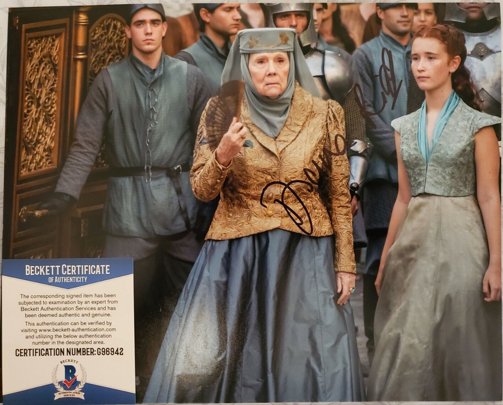 DIANA RIGG SIGNED GAME OF THRONES AUTOGRAPHED BAS BECKETT COA COLOR Photo Poster painting