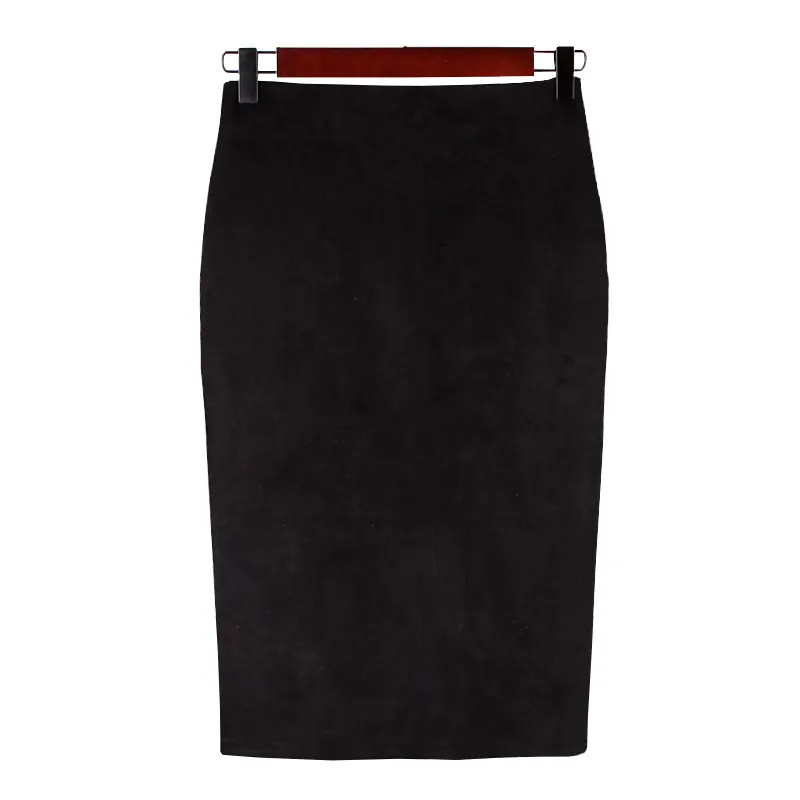 Churchf Churchf Skirt Solid Color Split Deer Skin Velvet Skirt High Purse Hip Thin Versatile Skirt