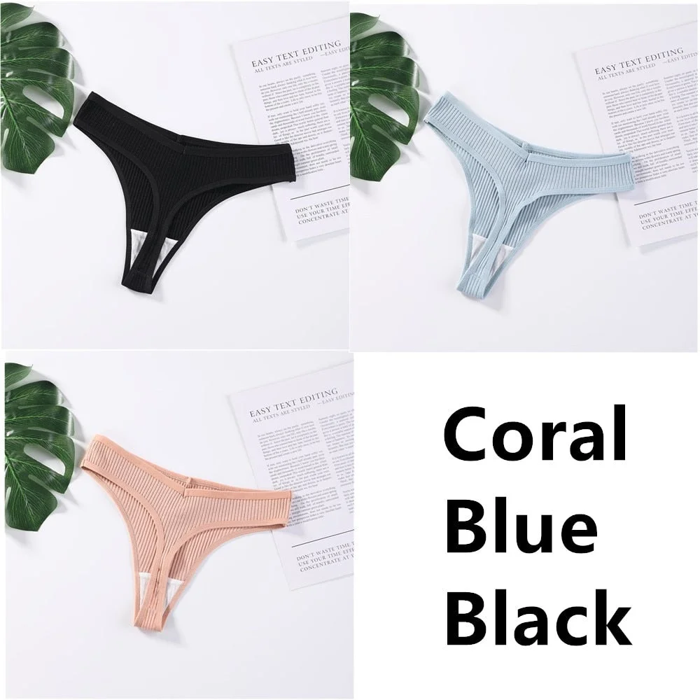 3Pcs/Set Panties G-String Ladies Sexy Panties Ladies Ladies Thong Underwear Low Waist Solid Comfortable Cotton Panties Lingerie