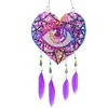 (US Only)Feather Wind Chime Theme 2D/Flat DIY Hanging Diamond Art Eye Pendant Decor