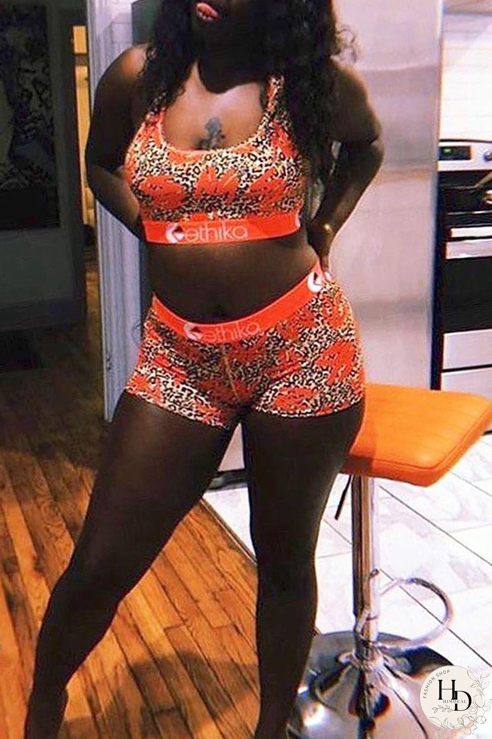 Red Fashion Sexy Printed Vest Shorts Set