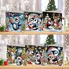 (US Only)6PCS Christmas Penguin DIY Diamond Art Greeting Cards Congratulations Cards