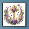 Cross Wreath Special Shaped 5D DIY Partial Drill Diamond Painting Kits for Adults Beginners Home Decor Diamonds Paintings Gem Art 11.81 X11.81inch