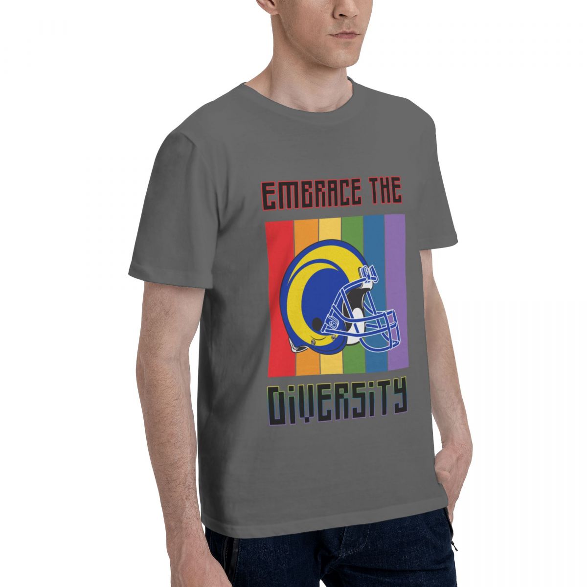 Los Angeles Rams Embrace The Diversity Men's Cotton Crewneck T-Shirt