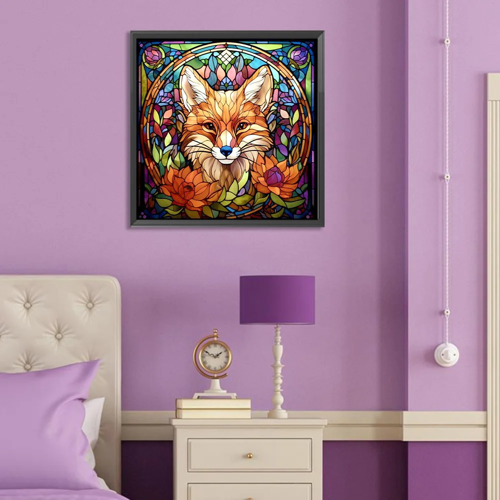 Diamond Painting - Full Round Drill - Stained Glass Fox(Canvas|30*30cm)