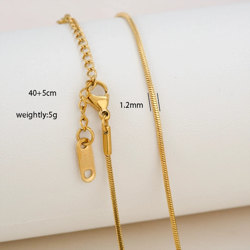 Basic Minimalist Solid Color 304 Stainless Steel 18K Gold Plated Necklace