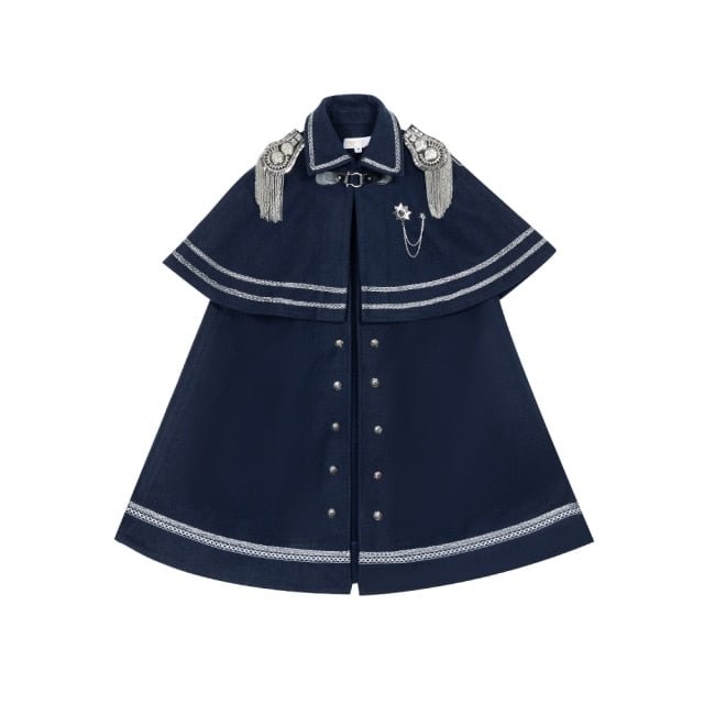 Japanese Fashion Navy Kawaii Cloak Gothic Lolita Dress Cape BE003