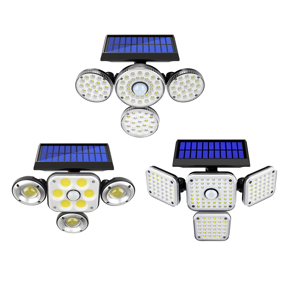 

LED COB Solar Lights 4 Head Motion Sensor Multi-angle Rotating Illumination, 102cob, 501 Original