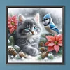 Chat Oiseau - Rond Diamant Peinture-40*40Cm