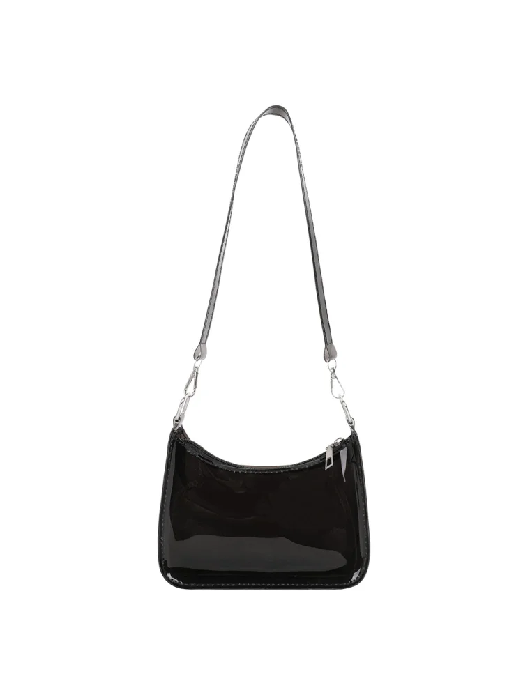 Clear PVC Shoulder Bag Fashion Women Shopper Bag Hobos for Ladies (Black)