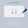 Sterling Silver Gradient Color Heart Zircon Hoop Earrings 