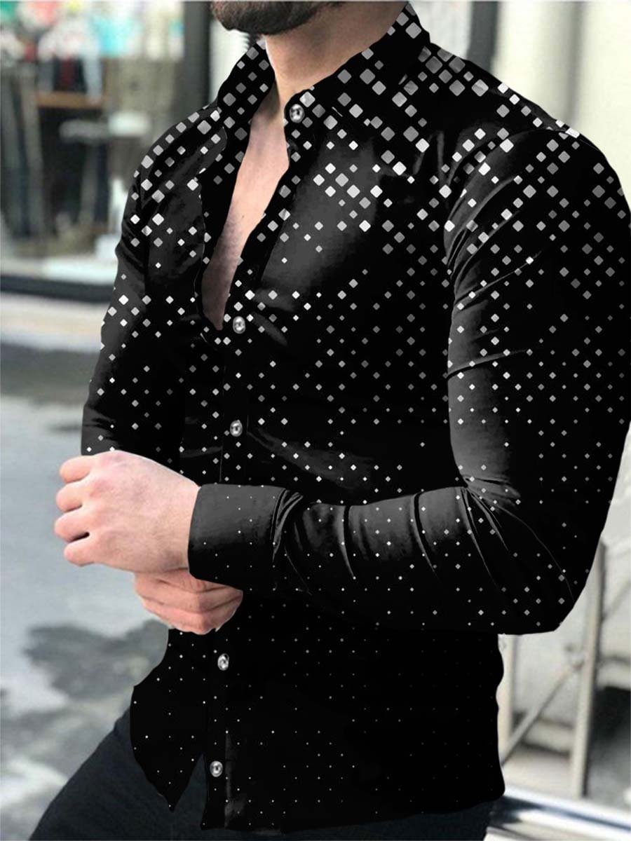Retro casual printed men's shirt