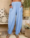 Long Elastic Loose Casual Trousers Harem Pants Pockets Wide Leg Pants