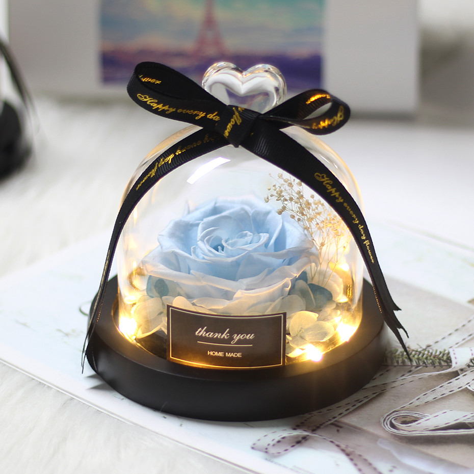 Tegooe DuHouse Forever Roses Preserved Real Flowers in Glass Dome Eternal Flower Gift for Her Valentines Day Anniversary B...